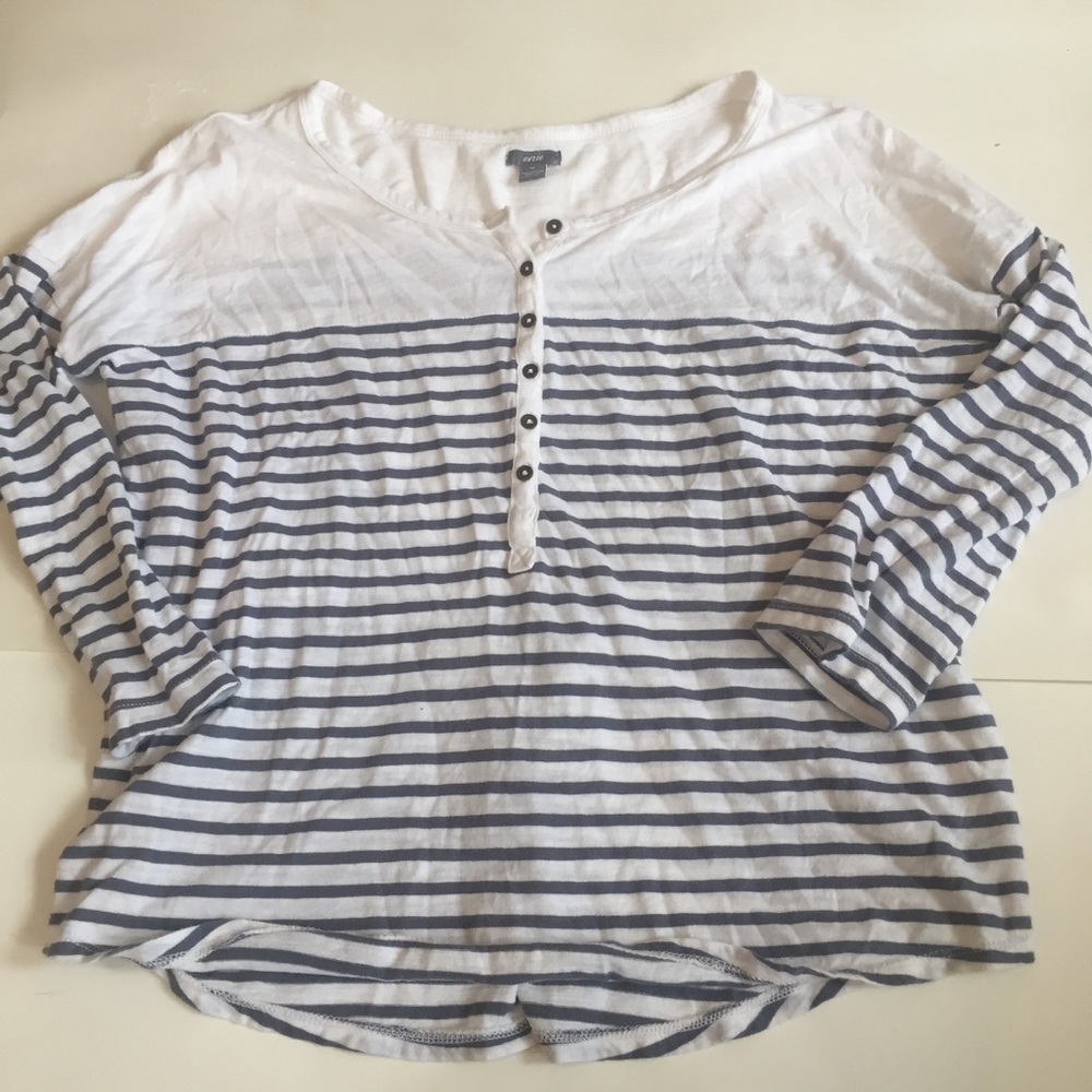 Aerie American Eagle striped white blue blouse
